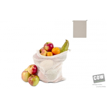 Afbeelding van relatiegeschenk:Herbruikbaar groente & fruit zakje OEKO-TEX® katoen ecru 25x30cm